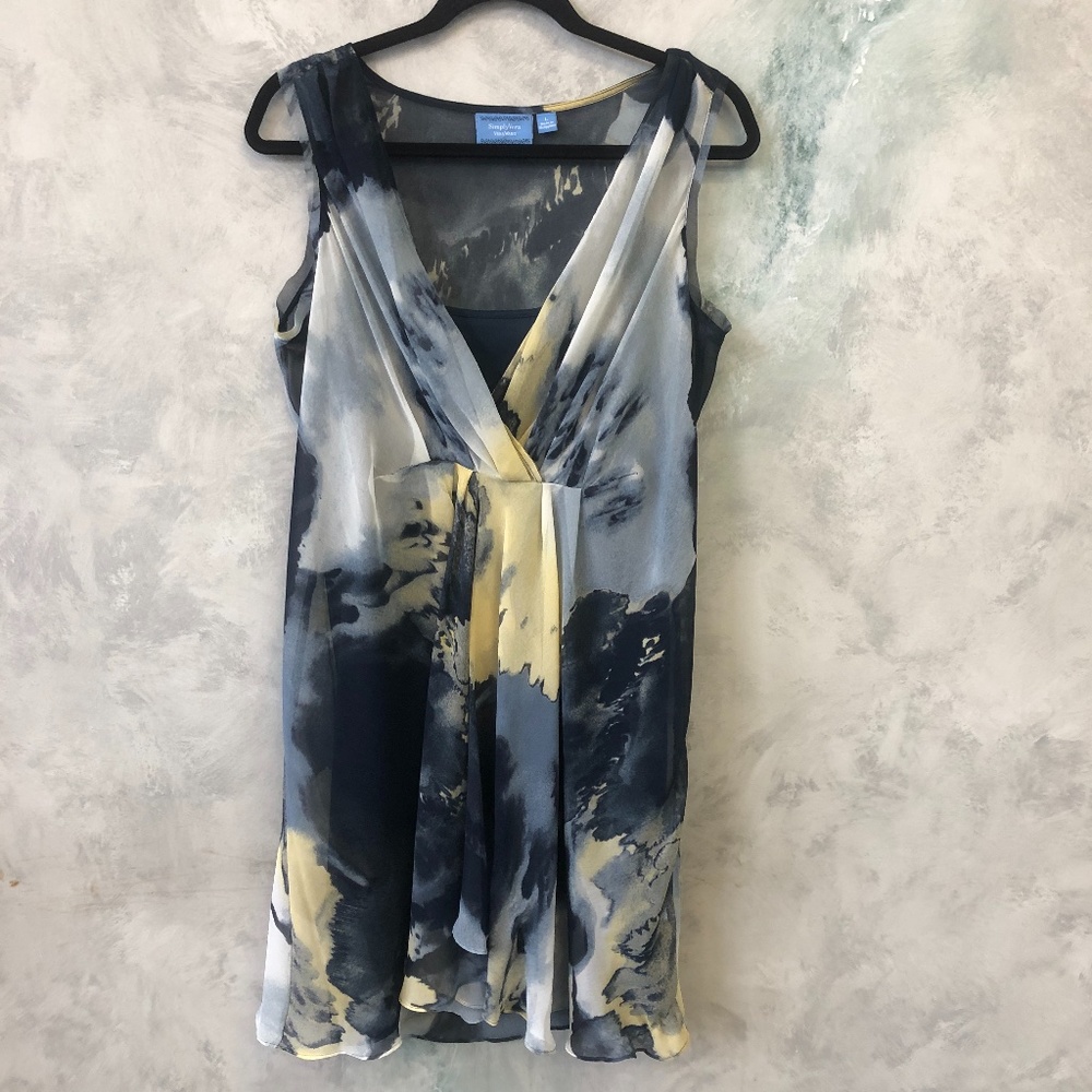 Vera Wang | Sheer V-neck Dress | A-line